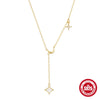 Wholesale S925 Sterling Silver 18K Gold Plated Star Moon Oil Drop Pendant Tassel Necklace With Geometric Design And Zircon Treatment