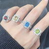 Wholesale S925 Sterling Silver Lace Flower Crystal Ring Set With Gems In Light Luxury Style