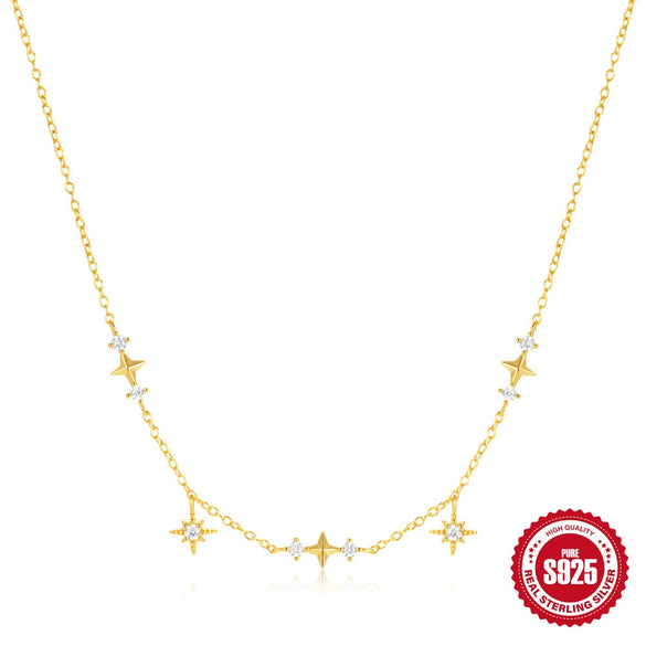 Wholesale S925 Sterling Silver Ladies Necklace With Classic Star Pattern And Geometric Styling Electroplated Ochain