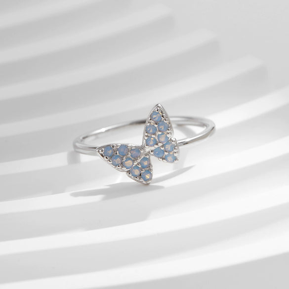 Wholesale S925 Sterling Silver Lady Style Butterfly Crystal Ring With Electroplating
