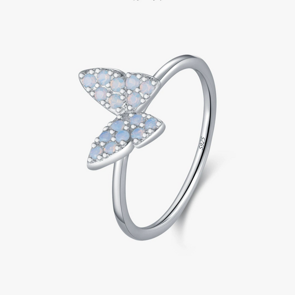 Wholesale S925 Sterling Silver Lady Style Butterfly Crystal Ring With Electroplating