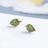 Wholesale S925 Sterling Silver Leaf Earrings With Dripping Oil Treatment Natural Style