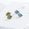 Wholesale S925 Sterling Silver Leaf Earrings With Dripping Oil Treatment Natural Style