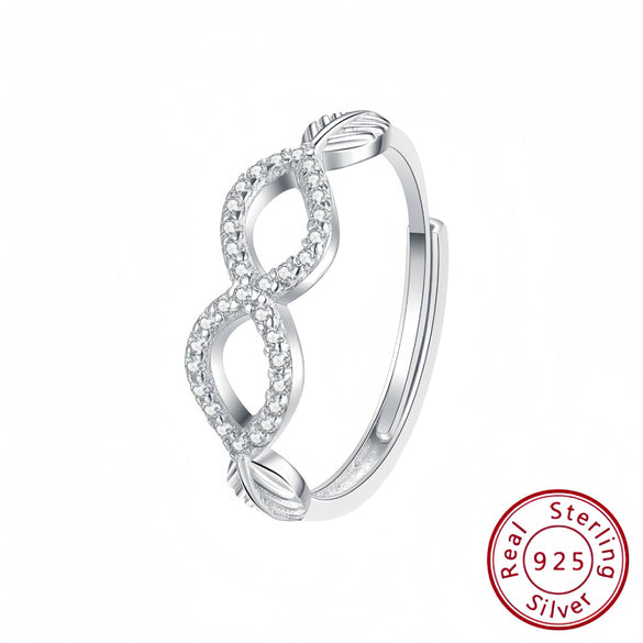 Wholesale S925 Sterling Silver Leaf Ring With Letters Numbers Text Electroplated Fashion Jewelry