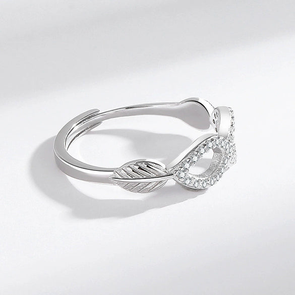 Wholesale S925 Sterling Silver Leaf Ring With Letters Numbers Text Electroplated Fashion Jewelry