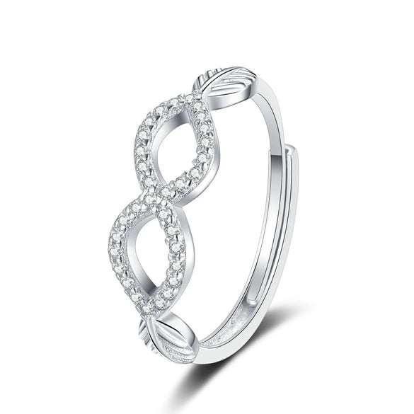Wholesale S925 Sterling Silver Leaf Ring With Letters Numbers Text Electroplated Fashion Jewelry