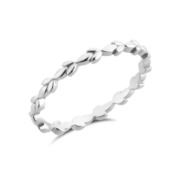 Wholesale S925 Sterling Silver Leaf Ring With Simple Classic Style And Electroplating Single Row Stacked Ring For Women