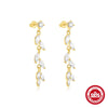 Wholesale S925 Sterling Silver Leaf Zircon Ins Style Exquisite Ear Studs Electroplated Ear Jewelry