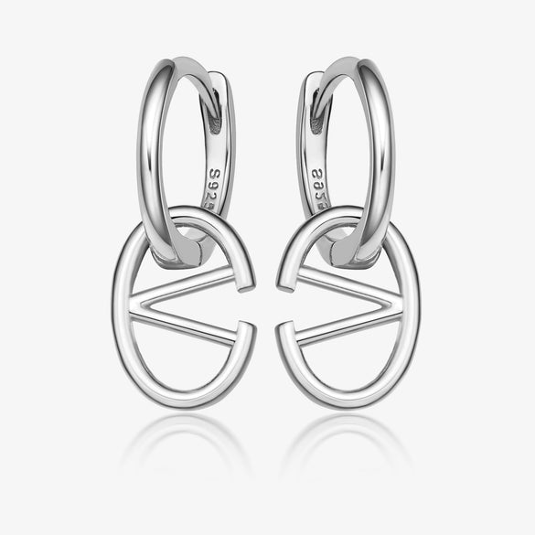 Wholesale S925 Sterling Silver Letter Earrings Simple And Highend Glossy Oval Niche Design Electroplated