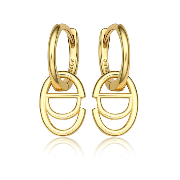 Wholesale S925 Sterling Silver Letter Earrings Simple And Highend Glossy Oval Niche Design Electroplated