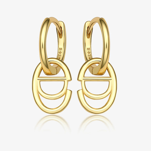 Wholesale S925 Sterling Silver Letter Earrings Simple And Highend Glossy Oval Niche Design Electroplated
