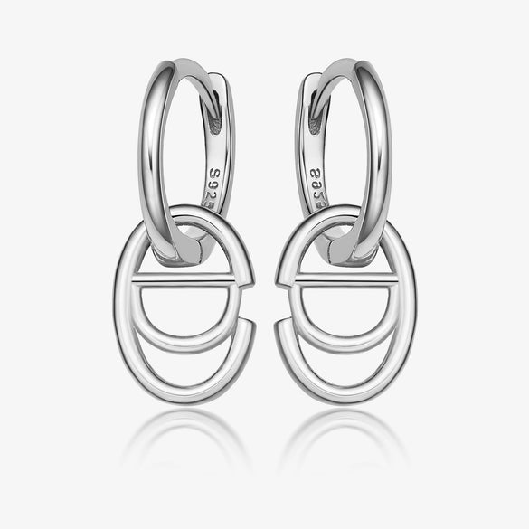 Wholesale S925 Sterling Silver Letter Earrings Simple And Highend Glossy Oval Niche Design Electroplated