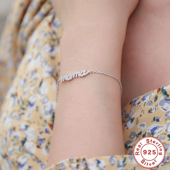 Wholesale S925 Sterling Silver Letter Mama Bracelet With Micro Inlaid Zircon And Electroplating For Women