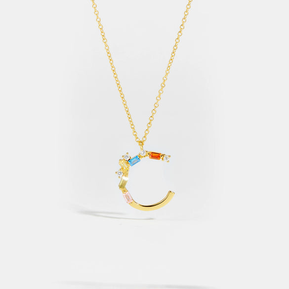 Wholesale S925 Sterling Silver Letter Pendant Necklace With 18K Gold Electroplating Simple And Fashionable