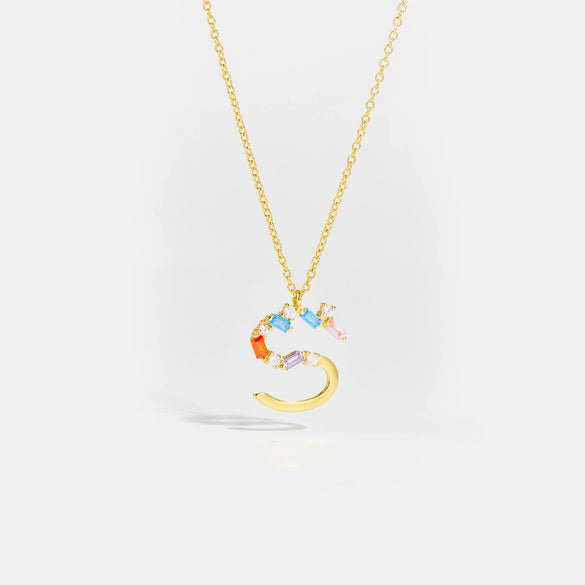 Wholesale S925 Sterling Silver Letter Pendant Necklace With 18K Gold Electroplating Simple And Fashionable