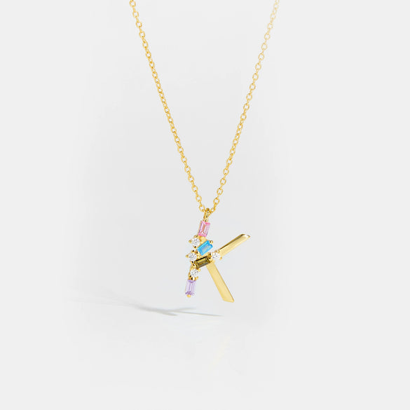 Wholesale S925 Sterling Silver Letter Pendant Necklace With 18K Gold Electroplating Simple And Fashionable