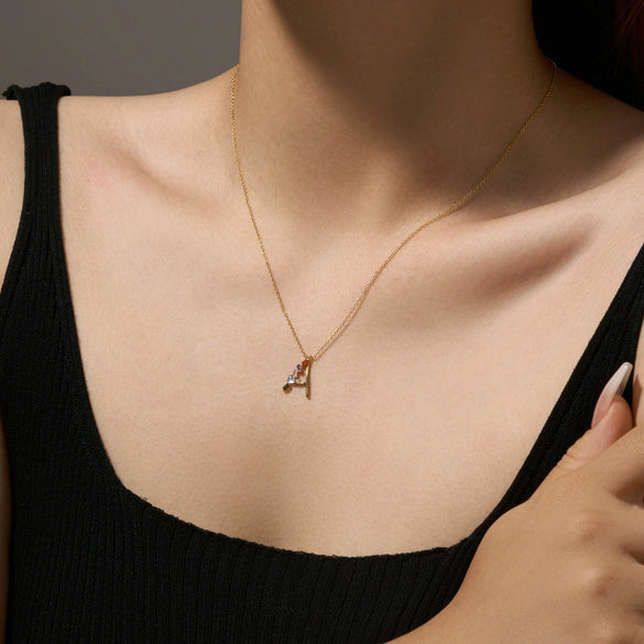 Wholesale S925 Sterling Silver Letter Pendant Necklace With 18K Gold Electroplating Simple And Fashionable