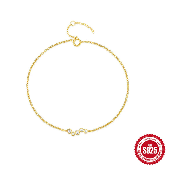 Wholesale S925 Sterling Silver Light Luxury All Match Bracelet With Row Diamond Encrusted And Geometric Design Electroplated And Real Gold Plated For Women
