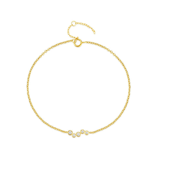 Wholesale S925 Sterling Silver Light Luxury All Match Bracelet With Row Diamond Encrusted And Geometric Design Electroplated And Real Gold Plated For Women