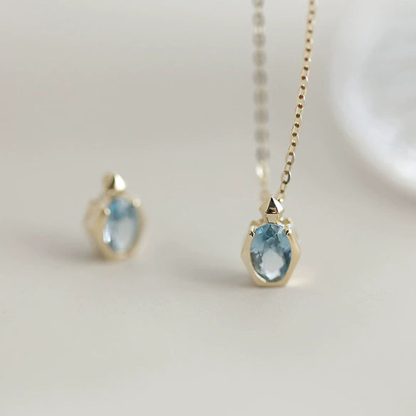 Wholesale S925 Sterling Silver Light Luxury Design Geometric Drop Shape Pendant Clavicle Chain With Electroplating For Women's Jewelry