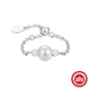 Wholesale S925 Sterling Silver Light Luxury Diamondencrusted Single Row Pearl Cross Inlaid Zircon Adjustable Fashionable Ring For Women