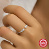 Wholesale S925 Sterling Silver Light Luxury Diamondencrusted Single Row Pearl Cross Inlaid Zircon Adjustable Fashionable Ring For Women