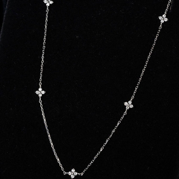 Wholesale S925 Sterling Silver Light Luxury Fourleaf Clover Ochain Necklace With Diamond Design