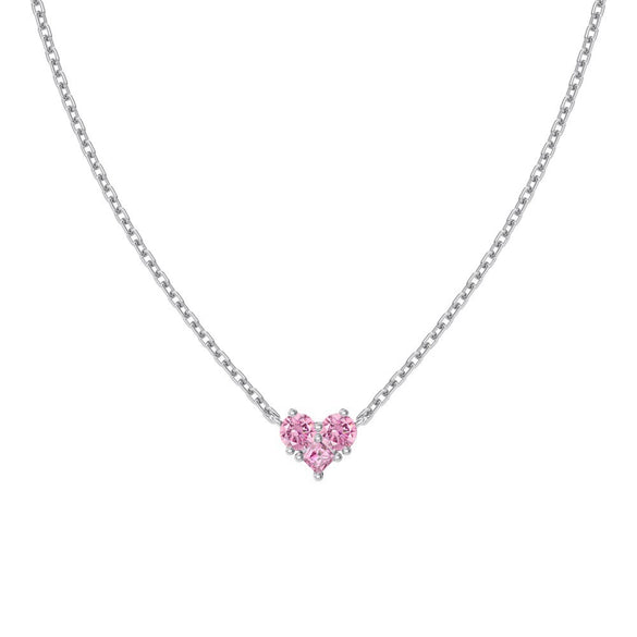 Wholesale S925 Sterling Silver Light Luxury Geometric Heart Zircon Pendant Necklace For Women