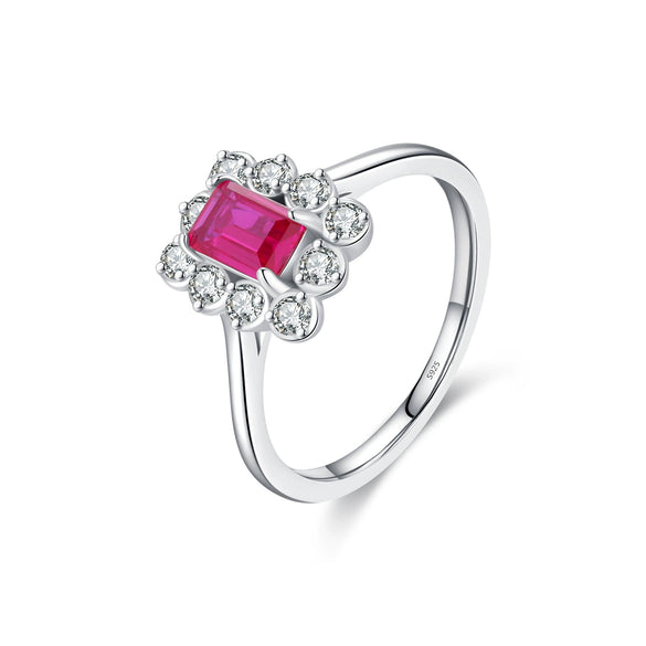 Wholesale S925 Sterling Silver Light Luxury Geometric Imitation Pigeon Red Blood Gemstone Ring For Women With Diamond Design