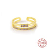 Wholesale S925 Sterling Silver Light Luxury Multidiamond Opening Adjustable Women's Ring With Geometric Design And Electroplating Treatment