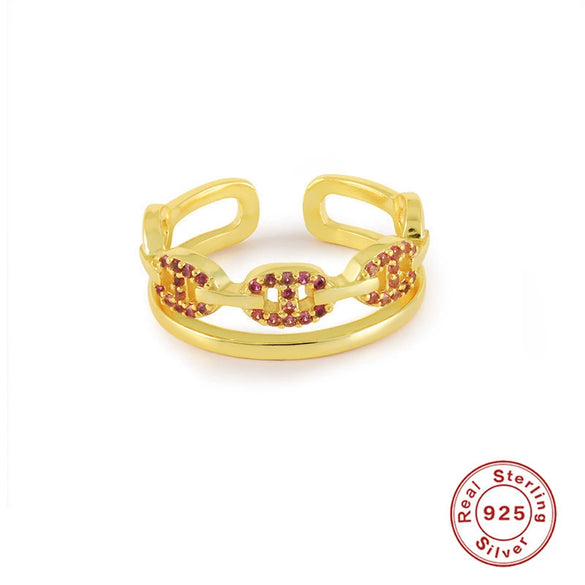 Wholesale S925 Sterling Silver Light Luxury Multidiamond Opening Adjustable Women's Ring With Geometric Design And Electroplating Treatment
