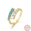 Wholesale S925 Sterling Silver Light Luxury Multidiamond Opening Adjustable Women's Ring With Geometric Design And Electroplating Treatment