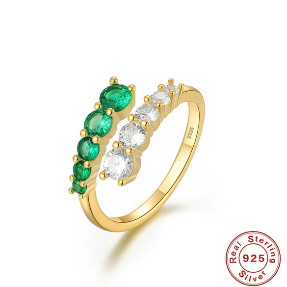 Wholesale S925 Sterling Silver Light Luxury Multidiamond Opening Adjustable Women's Ring With Geometric Design And Electroplating Treatment