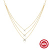 Wholesale S925 Sterling Silver Light Luxury Petals Three Layer Stacked Collarbone Necklace For Women With Geometric Design And Electroplating Treatment