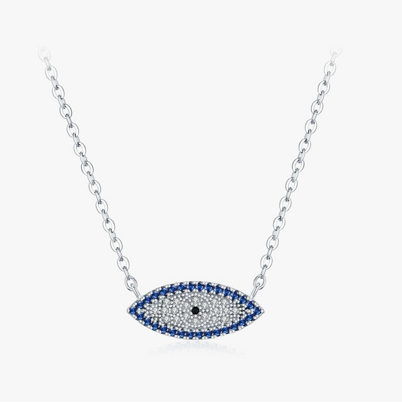 Wholesale S925 Sterling Silver Light Luxury Retro Elegant Blue Cat's Eye Flash Diamond Clavicle Chain Necklace For Women With Electroplating