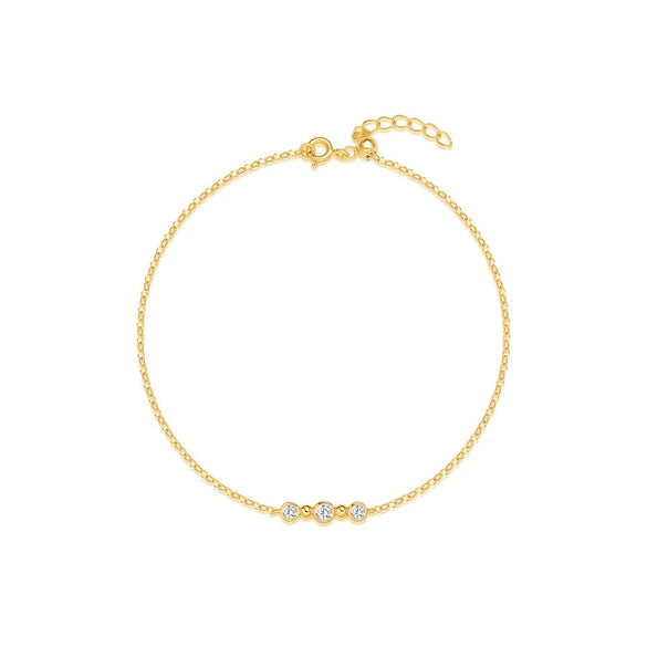 Wholesale S925 Sterling Silver Light Luxury Round Zircon Minimalist Geometric Bracelet With Real Gold Plating