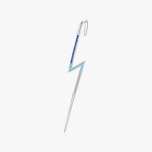 Wholesale S925 Sterling Silver Lightning Ear Clip With Diamond Design