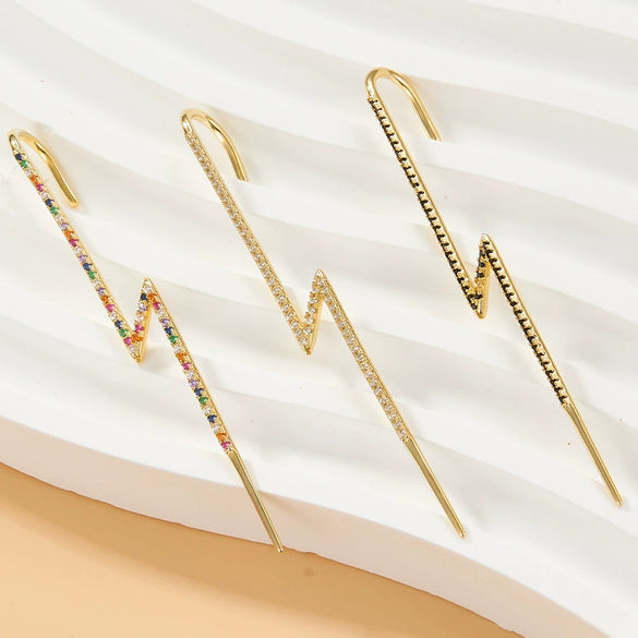 Wholesale S925 Sterling Silver Lightning Geometric Ear Hook Ear Clip Ear Bone Clip With Electroplating