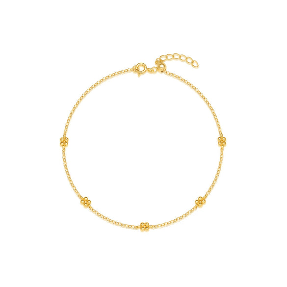 Wholesale S925 Sterling Silver Little Daisy Flower Fresh Style Women's Bracelet With Real Gold Plated Electroplating And Geometric Pattern