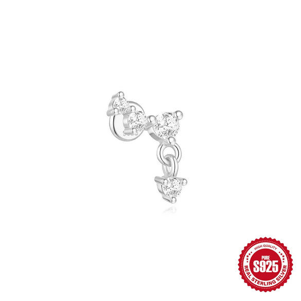 Wholesale S925 Sterling Silver Lotus Flower Electroplated Cartilage Spiral Puncture Ear Nail For Women