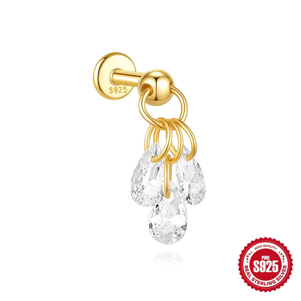 Wholesale S925 Sterling Silver Lotus Flower Electroplated Cartilage Spiral Puncture Ear Nail For Women
