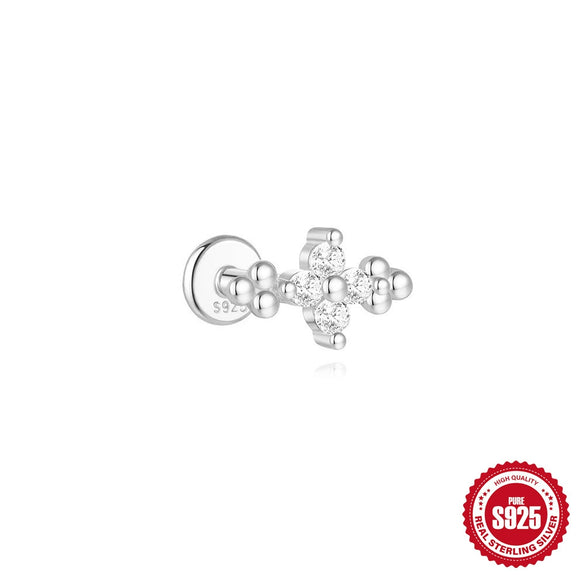 Wholesale S925 Sterling Silver Lotus Flower Electroplated Cartilage Spiral Puncture Ear Nail For Women