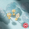 Wholesale S925 Sterling Silver Lotus Flower Piercing Thread Stud Earrings With High Grade Diamond Embedded And Zirconia Design