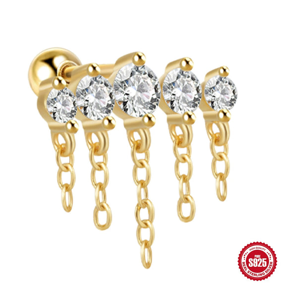 Wholesale S925 Sterling Silver Lotus Flower Piercing Thread Stud Earrings With High Grade Diamond Embedded And Zirconia Design