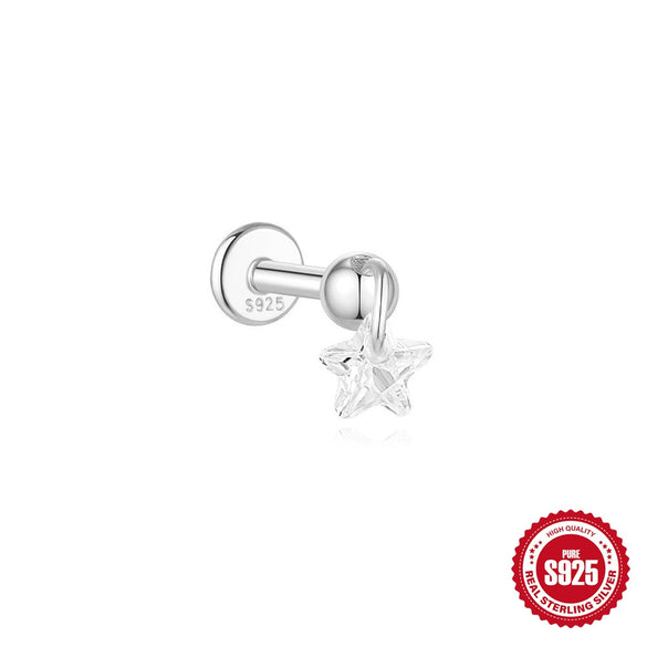 Wholesale S925 Sterling Silver Lotus Flower Shaped Electroplated Cartilage Spiral Puncture Ear Nail For Women
