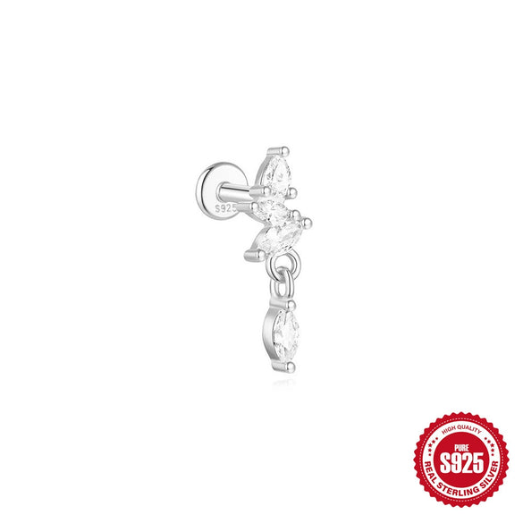 Wholesale S925 Sterling Silver Lotus Flower Shaped Electroplated Cartilage Spiral Puncture Ear Nail For Women