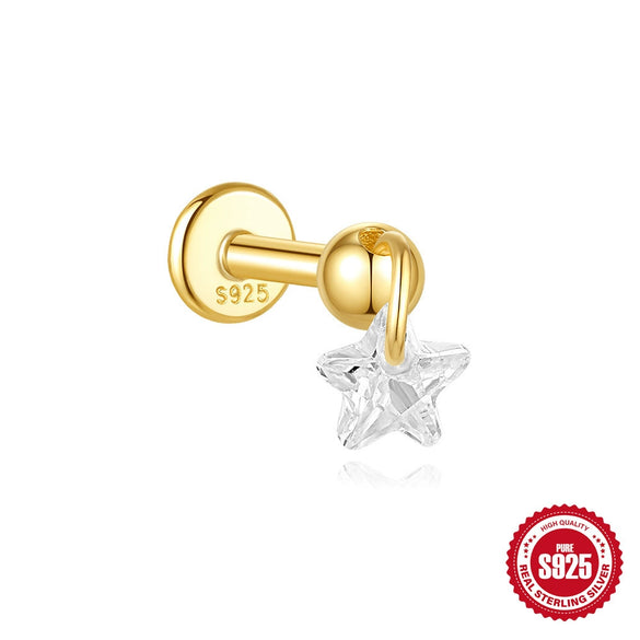 Wholesale S925 Sterling Silver Lotus Flower Shaped Electroplated Cartilage Spiral Puncture Ear Nail For Women