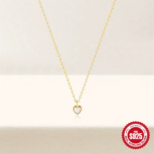 Wholesale S925 Sterling Silver Love Aobao Inlaid Heart Shape Clavicle Chain Necklace With Electroplating For Women