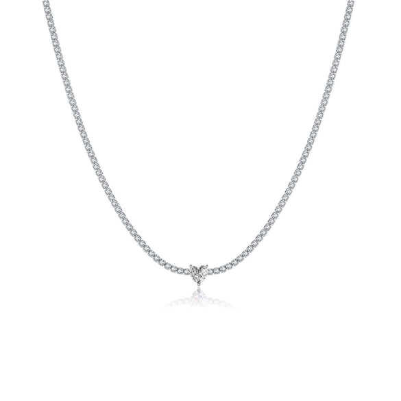 Wholesale S925 Sterling Silver Love Diamond Necklace With Geometric Design And Platinum Electroplating For Women