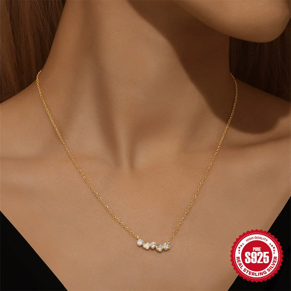 Wholesale S925 Sterling Silver Love Diamondencrusted Aobao Allmatch Necklace Earrings Jewelry Suit With Electroplating Treatment Unisex Style
